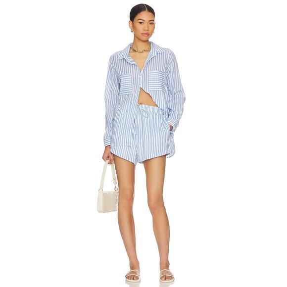 Seafolly Beach Shirt‎ in Powder Blue Striped NEW Size Medium - Picture 4 of 10